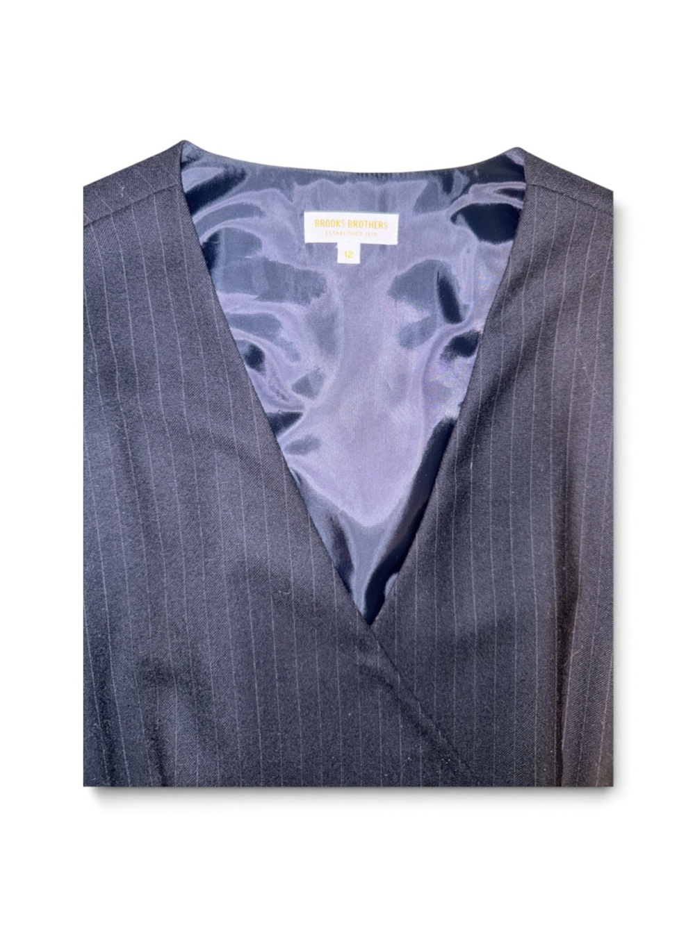 Brooks Brothers 12 Pinstripe Double-Breasted Business Career Trench Vest Dress - Picture 4 of 7